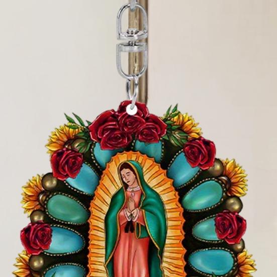 Keychain Our Lady of Guadalupe Acrylic Keychain with Hanging Chain Car