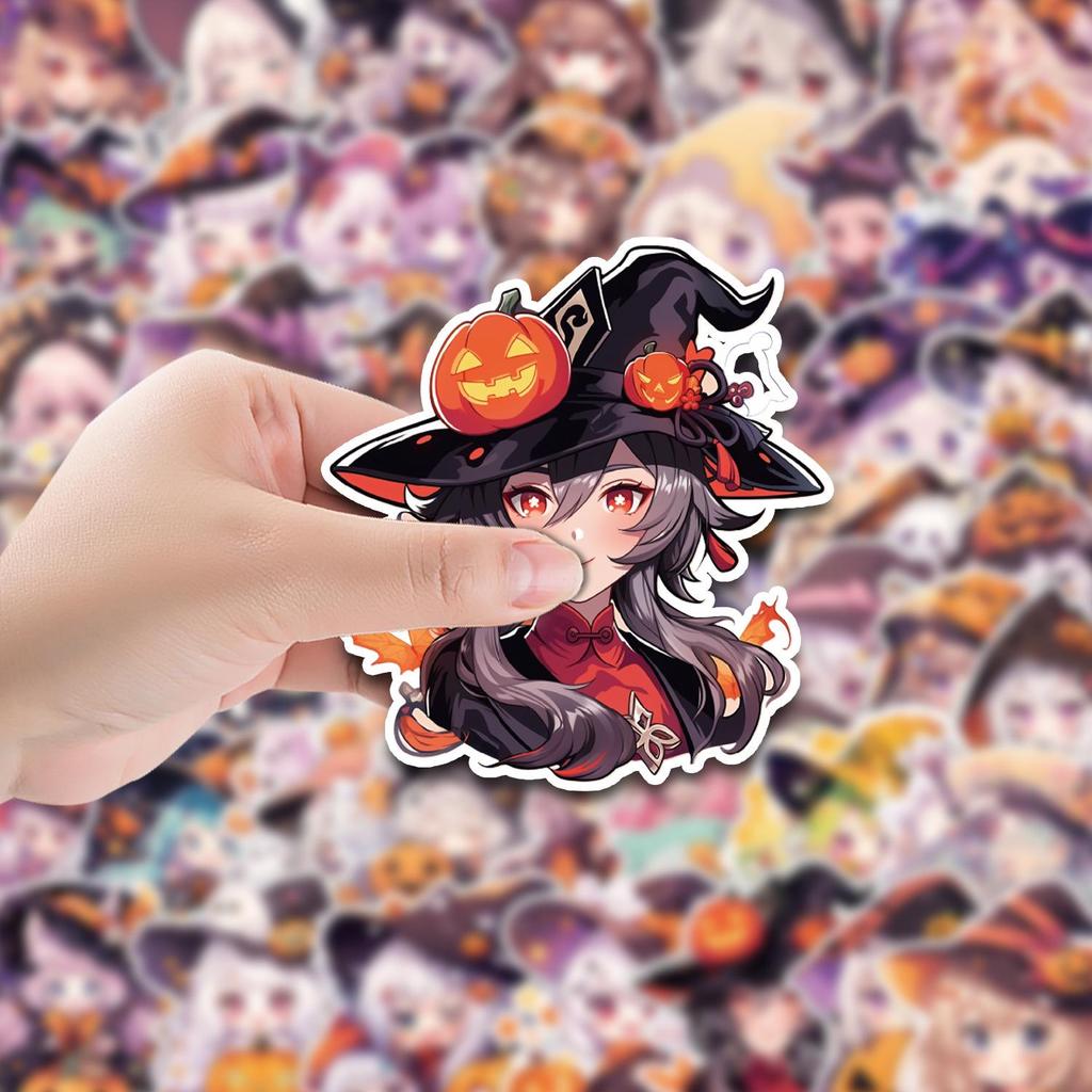 50PCS Cute Halloween Waterproof Stickers for Phone, Water Bottle, and Stationery Decoration