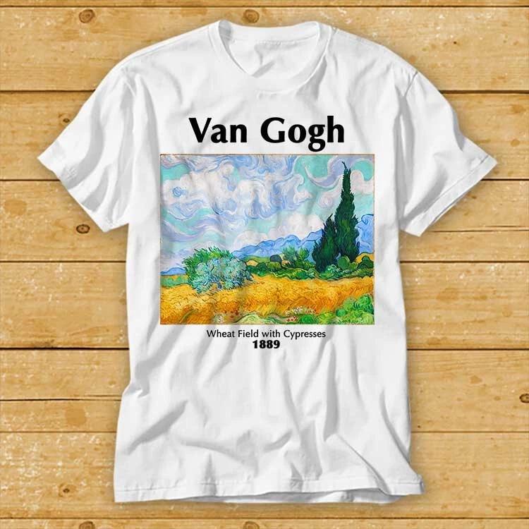 Vincent Van Gogh T Shirt Wheat Field With Cypresses 1889 Art Painting Gift 2215 S