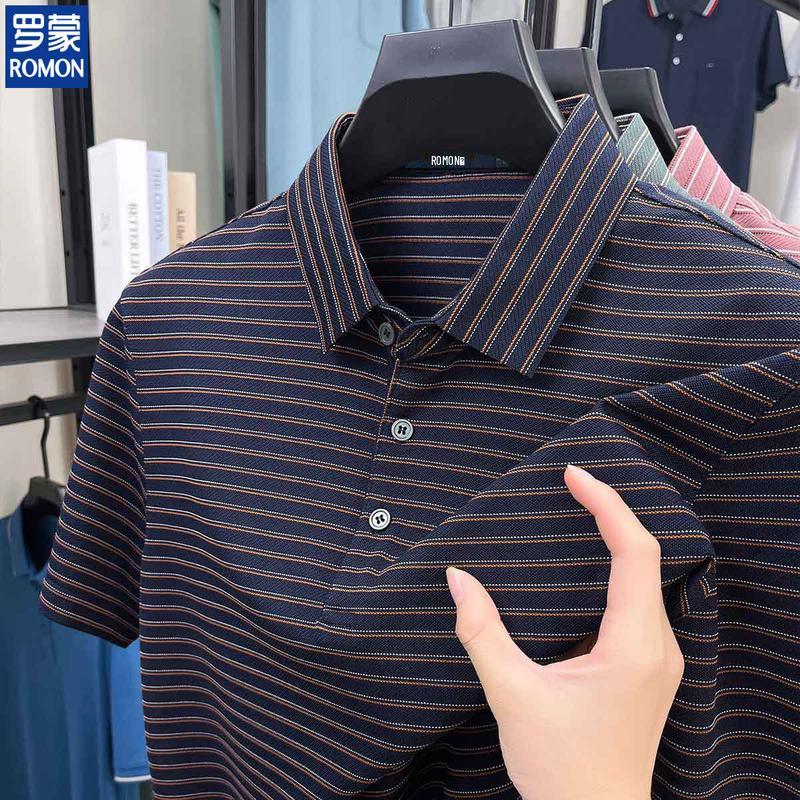 ROMON Men's 10% Silk Blend Business Polo Shirt