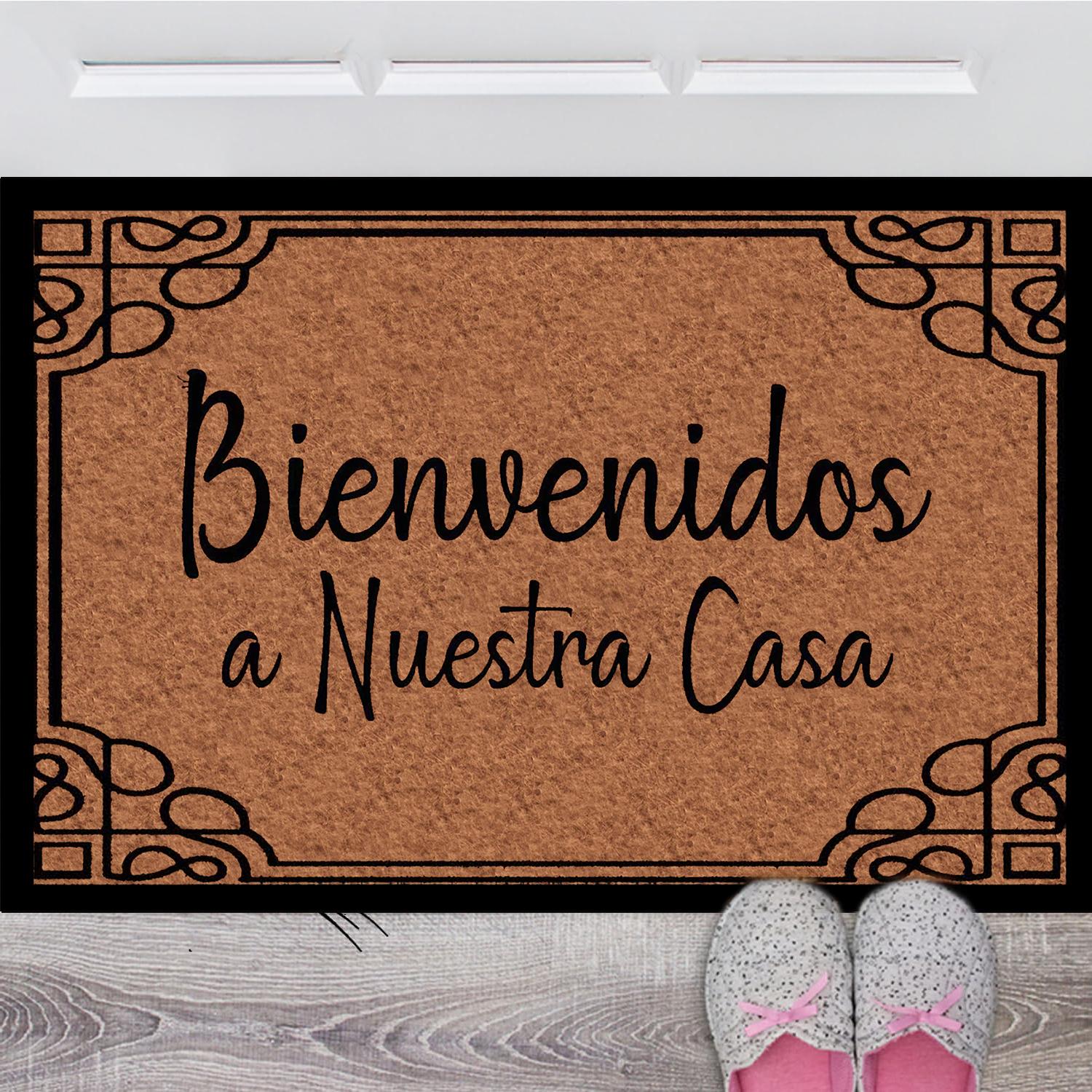 Welkom Mi Casa Es Su Casa Deurmat Antislip Rubber Spaanse Welkomstdeurmat Kurk Stijl Entreekleed voor Latijnse Huisdecoratie 18x30 Inch geel