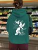 European Size Women's Hooded Sweatshirt - Autumn/Winter LOVE White Dove Print, Plus Velvet, Long Sleeve