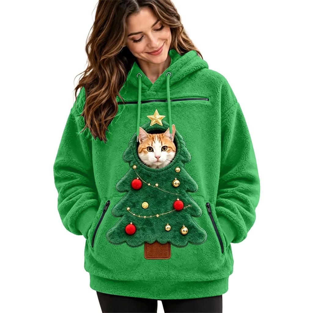 Unisex Long Sleeve Pet Dog Pocket Sweatshirt Hoodie, Loose Casual Warm Pullover