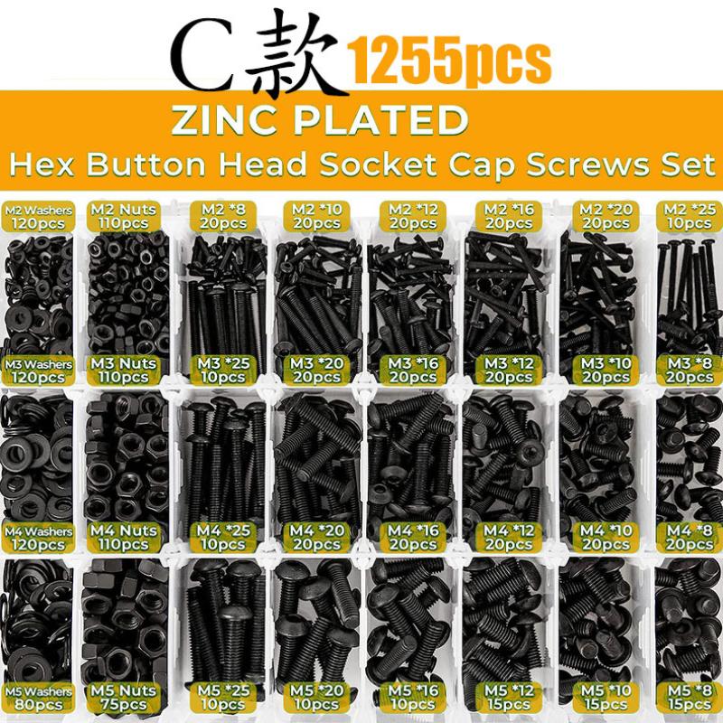 1255Pcs/660pcs/520pcs/1290pcs/pan Head Hexagon Screw and Nut Set Combination