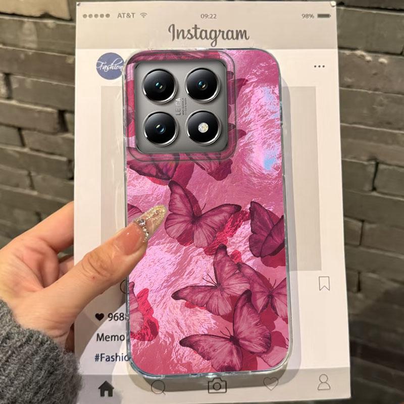 Luxury Butterfly Shadow Phone Case For Xiaomi 14T 13T Pro 14Tpro 11 Lite 5G NE Silicone Shockproof Girls Women Fundas Cover