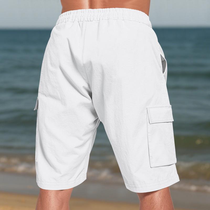 Men's Beach-Ready Breathable Linen Loose-Fit Workwear Multi-Pocket Squat-Friendly Jogging Shorts