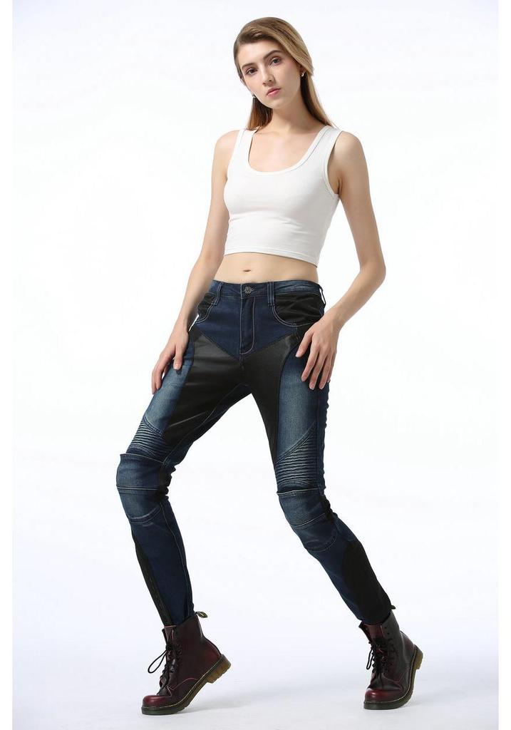 Women's Slim Fit Summer Motorcycle Riding Jeans with Breathable Mesh Ventilation
