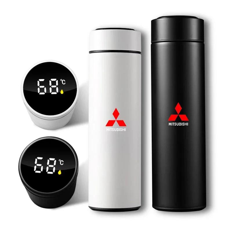 Center Hub Cap 500ml Stainless Steel Car Emblem Intelligent Temperature Cup for Mitsubishi Lancer Pajero Sport Ex Evo ASX L200
