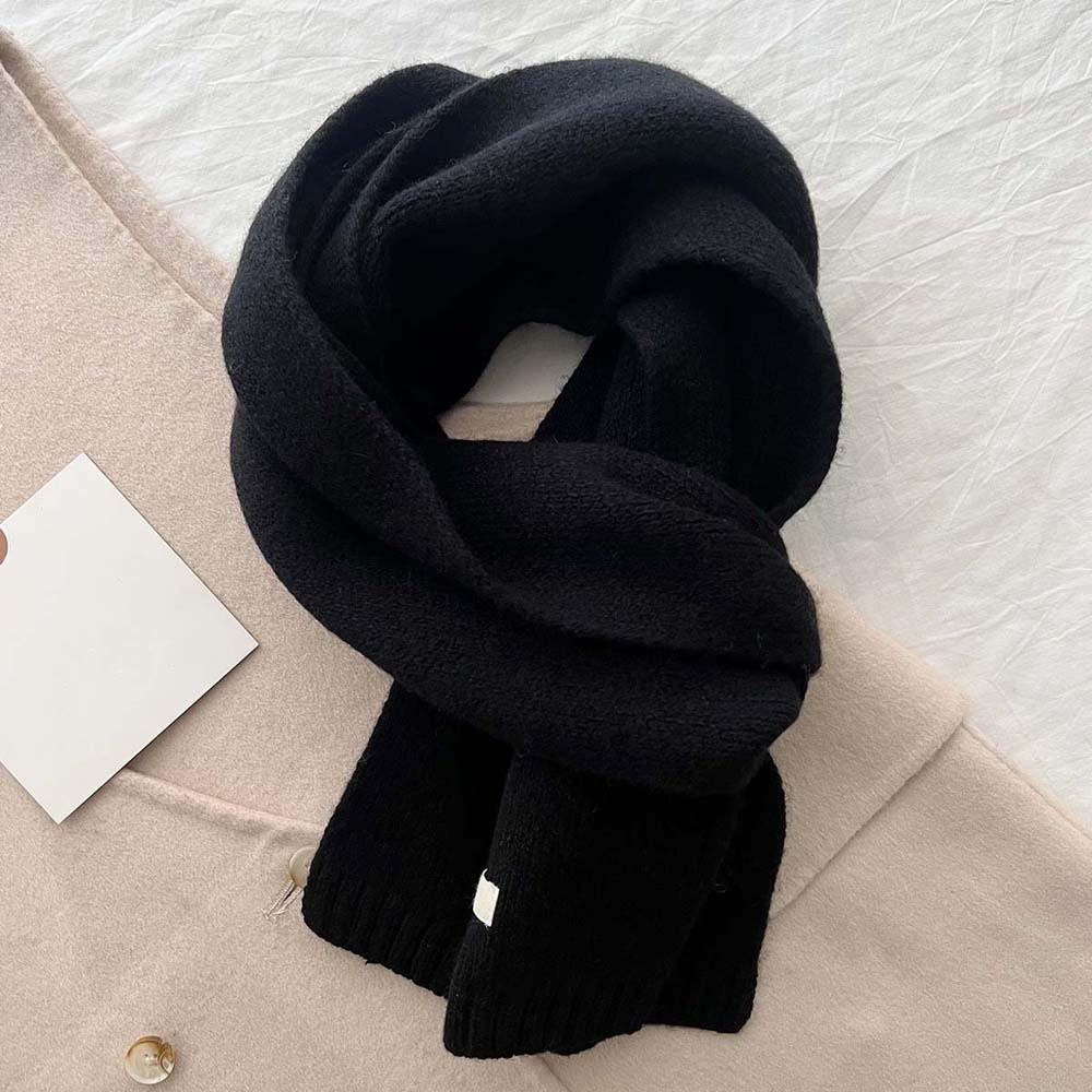 Cold-proof Knitting Wool Scarf Solid Color Winter Warmer Scarf Long Thickened Neckscarf  Winter