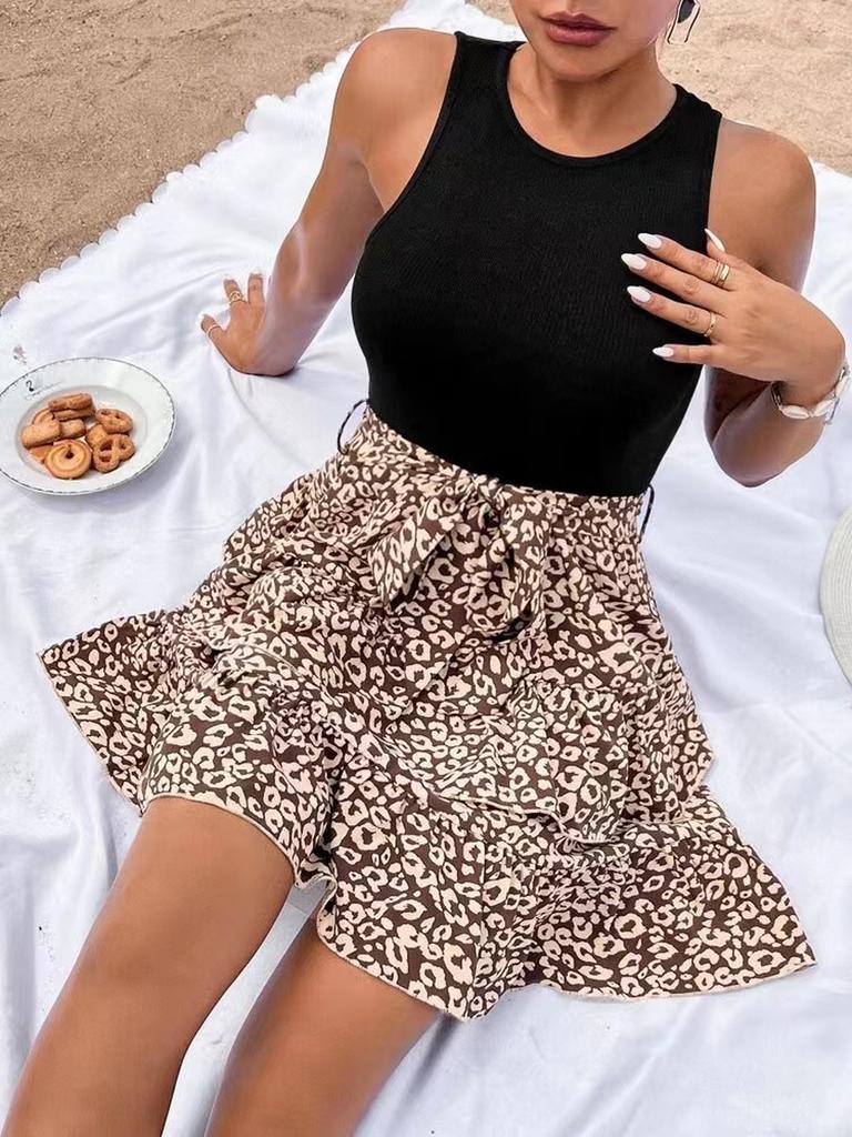 Summer New Women Sleeveless Printed Backless Dress Ready