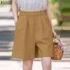 Pantaloncini estivi larghi in vita elastica casual da donna