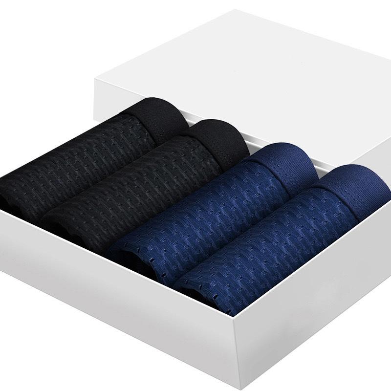 4 Pairs Of Underwear Gift Box Men's Ice Silk Boxer Shorts Sexy Loose Cool Mesh Comfortable Close-fitting Boxer Shorts