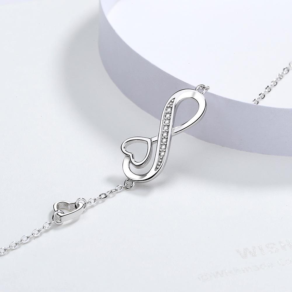 925 Sterling Silver Infinity Heart Bracelet - Fashionable Gift for Girlfriend