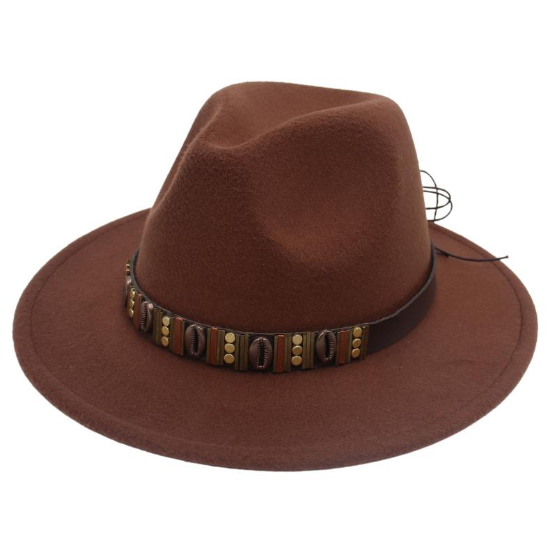Ethnic Jazz Hat Metal Shell Belt Accessories Top Hat Dress Concave Gentleman Hat