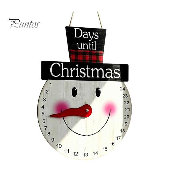 Christmas Atmosphere Ornament Countdown Calendar, Reusable Days Until Door Hanging Sign, Home Indoor Xmas Vintage Round Wreath Hanger for Holiday Wall