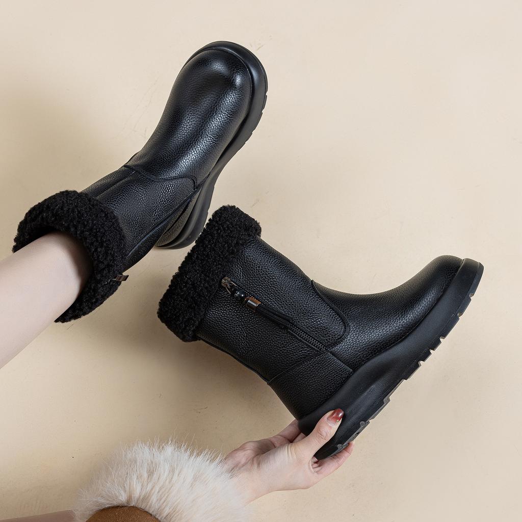 White snow boots women's new winter warm thick-soled piled thickened short boots plush thin non-slip cotton boots