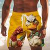 Stilvolle Cartoon-Enten-Grafik Badehose für Herren Trendige Lustige 3D-Bedruckte Kurze Hose Sommer Hawaii Surf Badehose Strandshorts