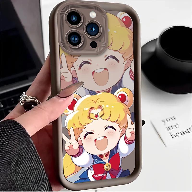 

S-Sailors M-Moons Case for iPhone 16 E 15 14 13 12 Mini 11 Pro Max XS X 8 7 Plus SE Liquid Soft Silicone Shockproof Back Cover iPhone 8 7 SE