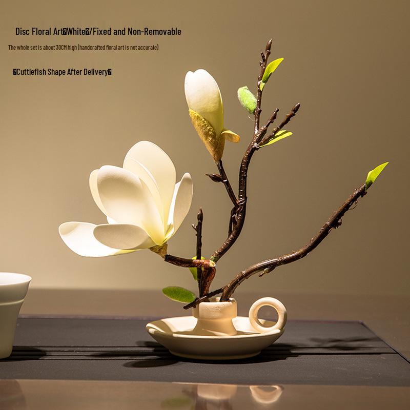 Magnolia Zen Vases Set: Bonsai-Style Table Ornaments & Home Decor Floral Art