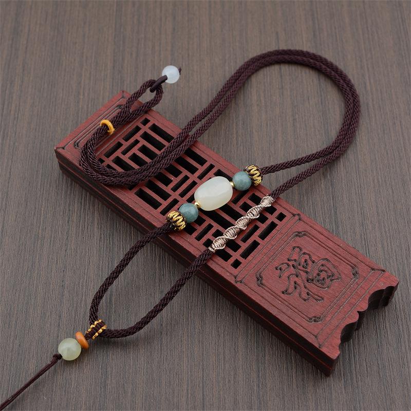Hand-Woven Peace  Luck Qiankun Knot Jade Pendant Necklace