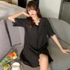 Summer Dress Long Pajama Womens Sleeved White Shirt Oversized Pajama Medium Length Ice Silk Shirt