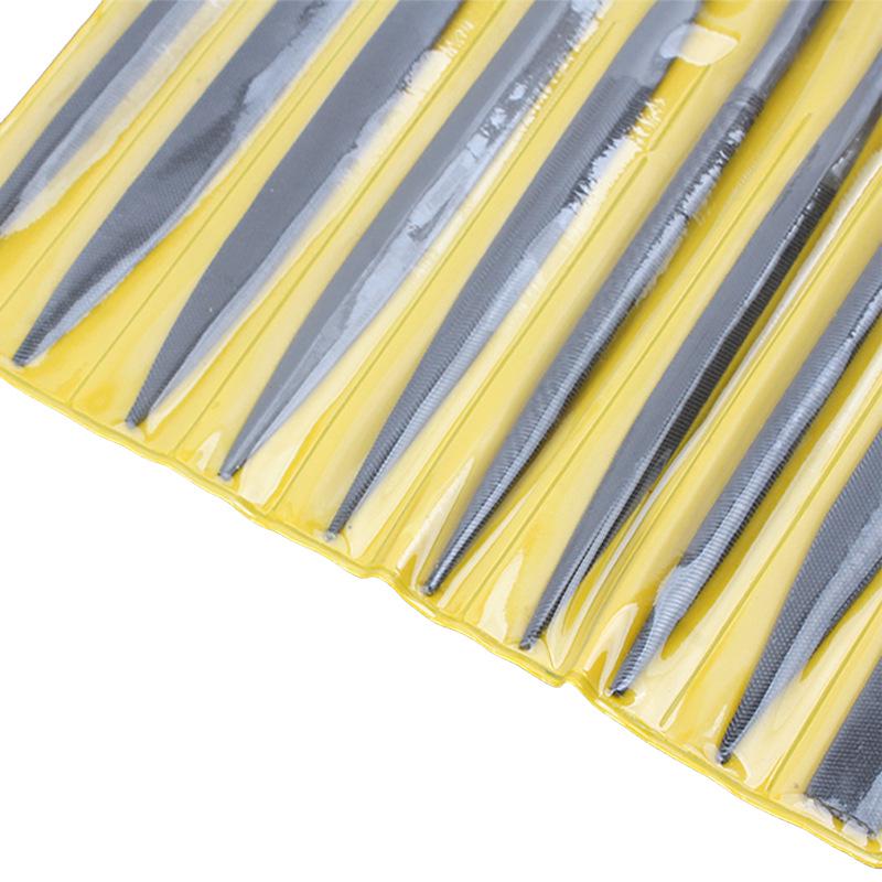 Assorted Mini Steel File Set: Triangular & Semicircle Grinding Tools with Plastic Handle