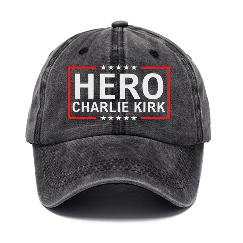 ZHero Charlie Kirkt Washed Cotton Hat Men's Printed Vintage Old Soft Top Baseball Cap