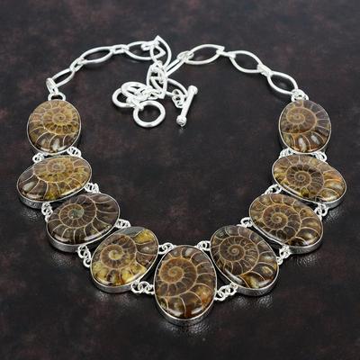 Collana con Gemma Fossile di Ammonite Collana in Argento Sterling 925 Gioielli Fatti a Mano Collana con Catena Regolabile Collana di Design Regali per la Mamma