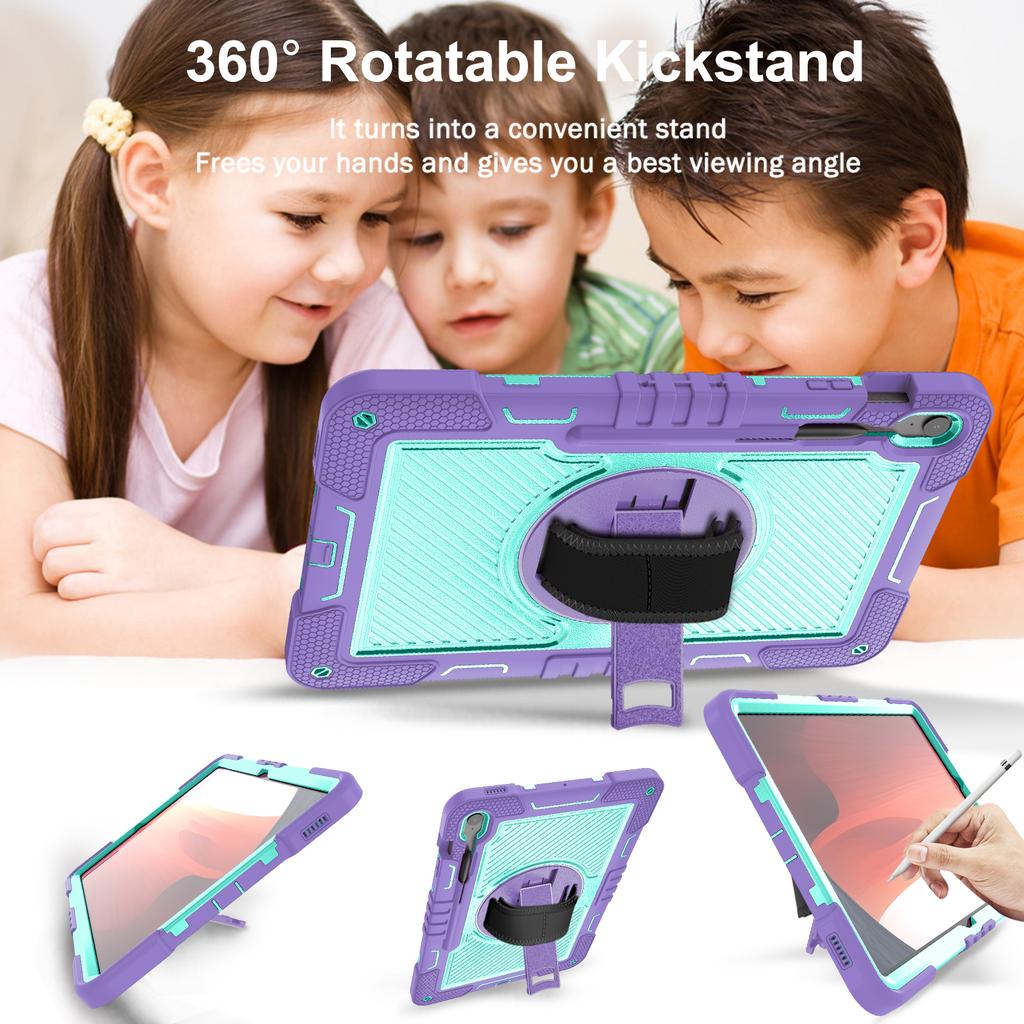 360 Rotating Stand Case For Samsung Galaxy Tab S10 FE Plus 2025 13.1" SM-X620 X626 X626B Silicone+PC Cover With Shoulder Strap