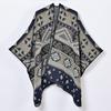 Ladies Split Jacquard Scarf Shawl Vintage Versatile Geometric Pattern Cardigan