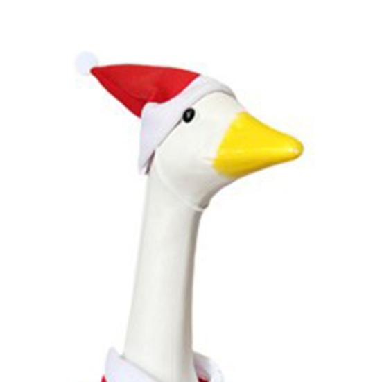 Christmas Goose Outfit for 23" Porch Goose Statue Santa Claus Elf Clothes And Hat Set for Outdoor Lawn Patio Yard Decor