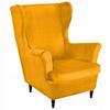 Mustard Yellow Velvet Elastic Armchair Cover [22E7]