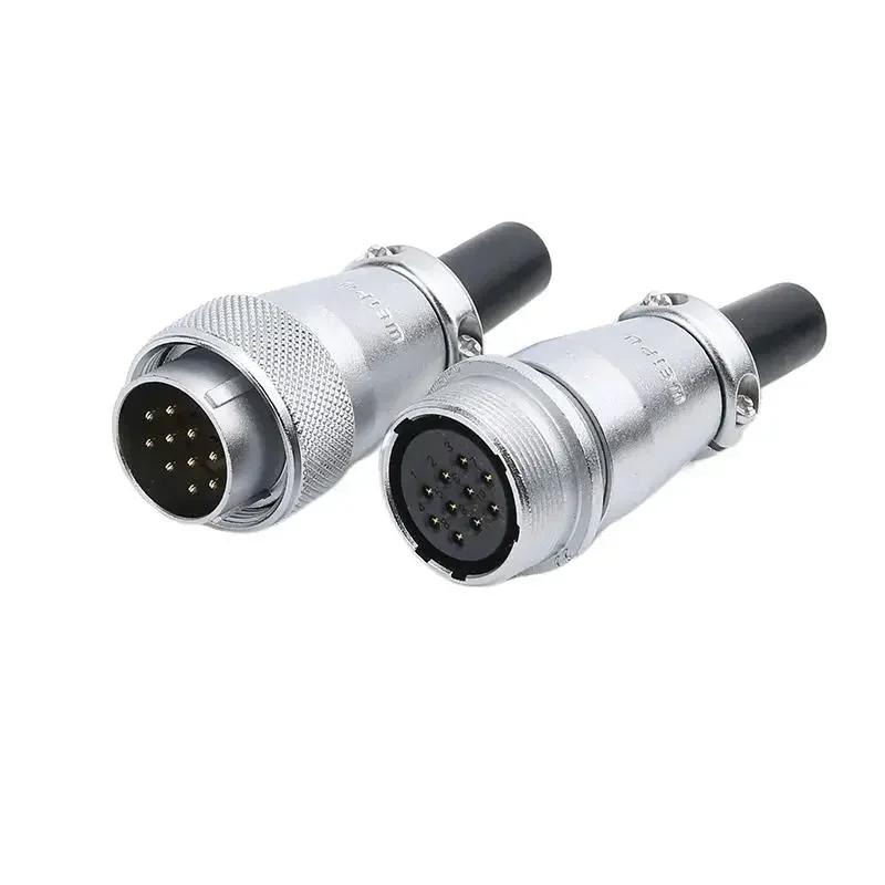 WEIPU WS24 TQ+ZQ WS24 Metal IP65 Waterproof Electrical Wire Cable Connector M24 2 3 4 9 10 12 19 Pin Industrial Outdoor Adapter