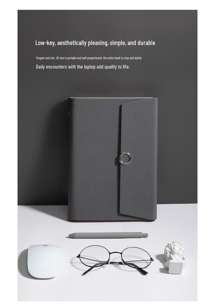 A5 Three-fold Loose-leaf Notebook with Card Slot and Receipt Holder for Office Meetings