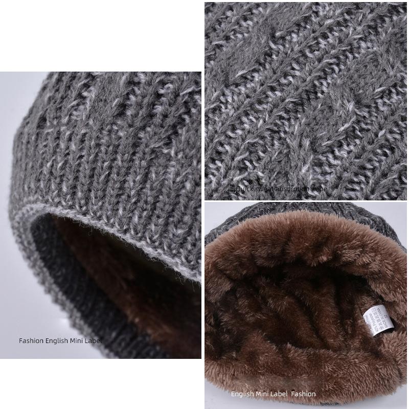 Winter Outdoor Warme Mütze Schal Zweiteiliges Set Samt Ohrenschutzmütze Damen Kältefest Gestrickte Wollmütze