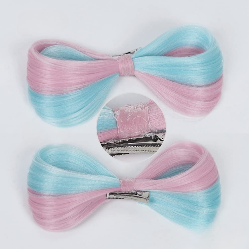 Cosplay wig with net, long, green and pink, heat-resistant wig