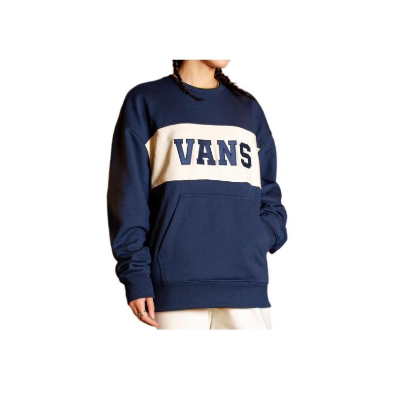 Vans Logo Retro Sports Print Color Block Letter Pullover Casual Sweatshirt Unisex Sweatshirt Dark-Blue VN0002HRLKZ