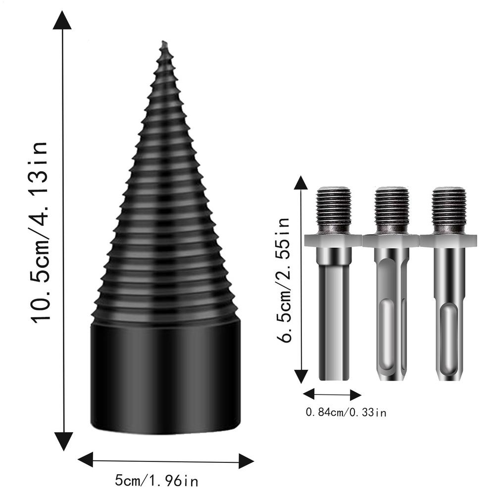 Firewood Splitter Drill Bit with 3 Drill Attachments Heavy Duty Detachable Electric Drill Bit for Woodworking Tools