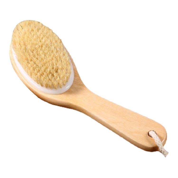 Ergonomic Grip Handheld Bath Brush Shower Scrubber With Dense Natural Bristles for Body Massage Pore Cleaning Accessory