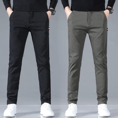 Summer Elasticated Waist Trousers for Men Versatile Stretch Skinny Casual Trousers Korean-Style Trendy Slim-Fit Long Trousers