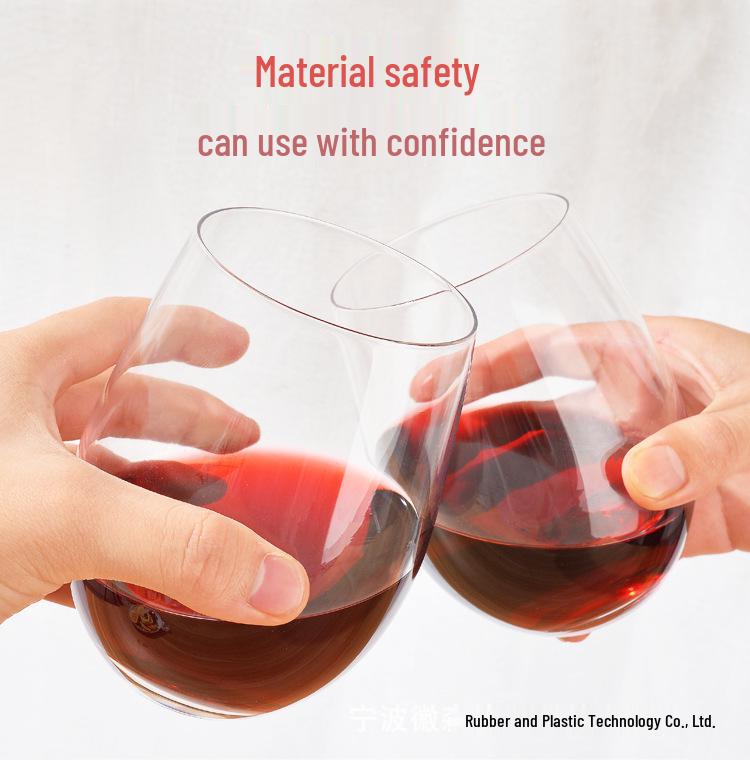 PET Plastic Egg-Shaped Footless Wine Glass, 12oz-16oz, Transparent