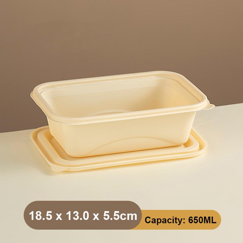 20Pcs Biodegradable Food Containers with Lids, Disposable Takeout Boxes, Salad Fruit Bowls, Microwavable Freezer Safe