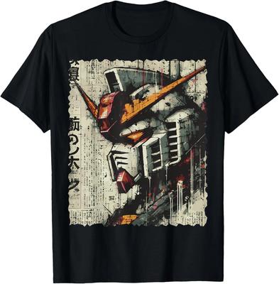 T-Shirt da Uomo Ragazzo Bambino con Testa di Robot Mecha Giapponese Arte Anime Vintage