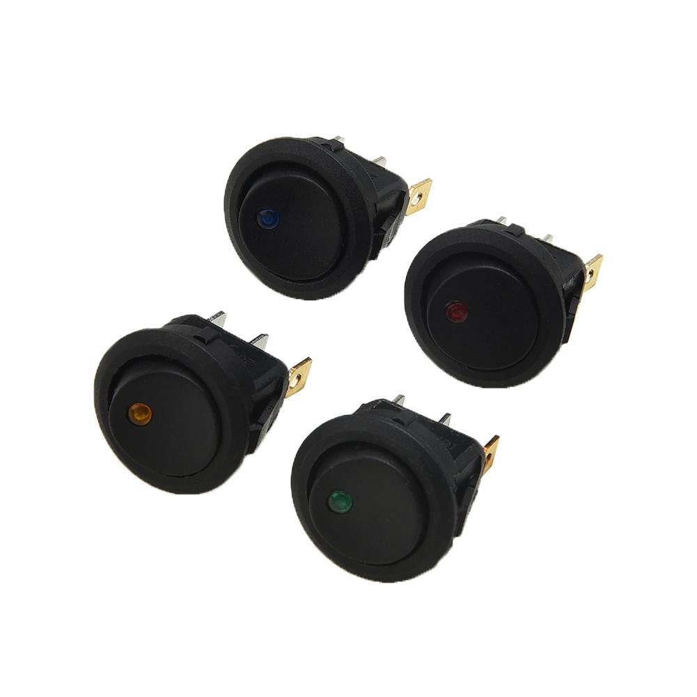 4Pcs/set Waterproof ON/OFF Car Round Rocker LED Light Toggle Switches Red&Blue&Yellow&Green Accessori Auto DC12V Switches