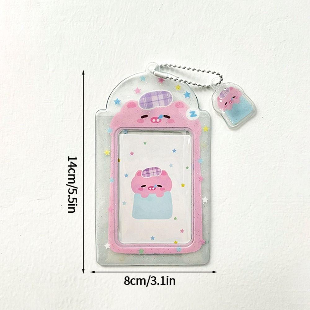 New Cartoon Photo Card Holder 3 Inch PVC Cards Sleeve with Keychain K-Pop Idol Photocard Case