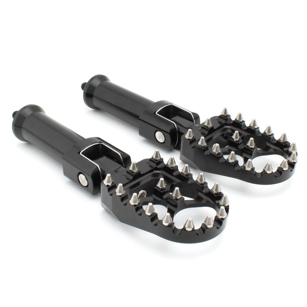 Deluxe Premium Flde Rear Foot Pegs With Durable Chrome And Sleek Finish Black