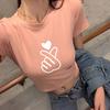 New Summer Slim Body Exposed Round Neck Short-sleeved T-shirt for Women with Half-sleeved High-waisted Short Student Top for Women
