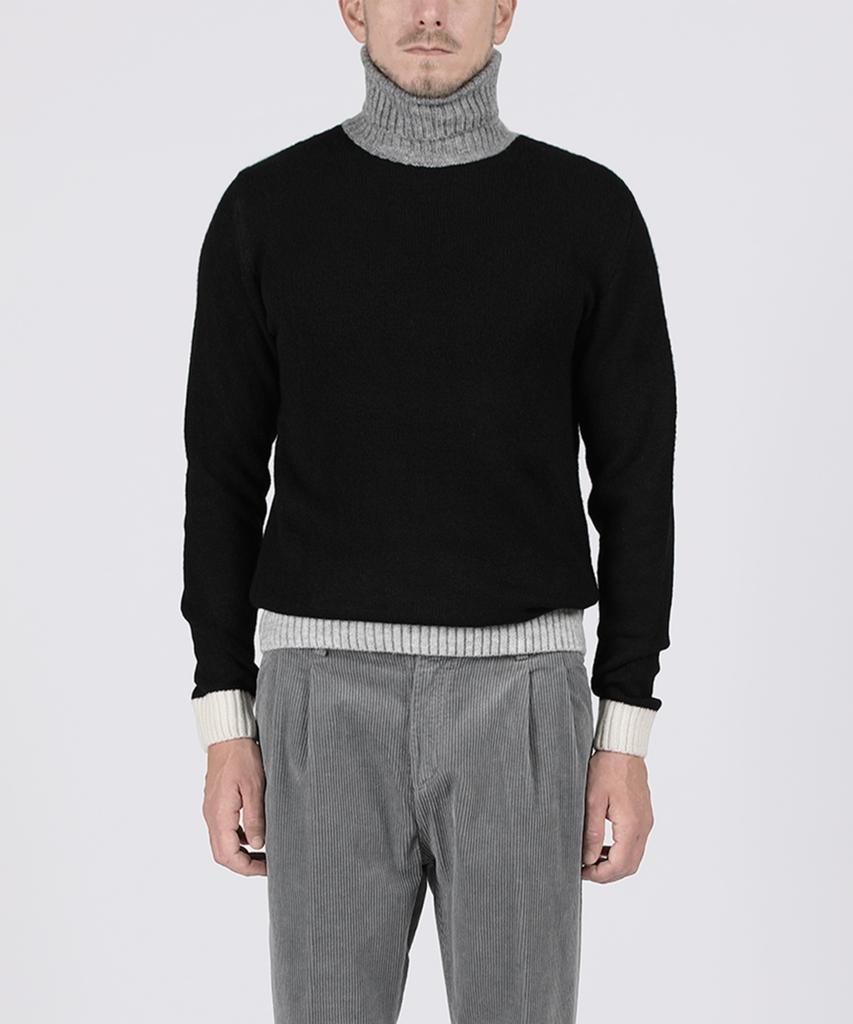 PANICALE Black Contrast Turtleneck Knit