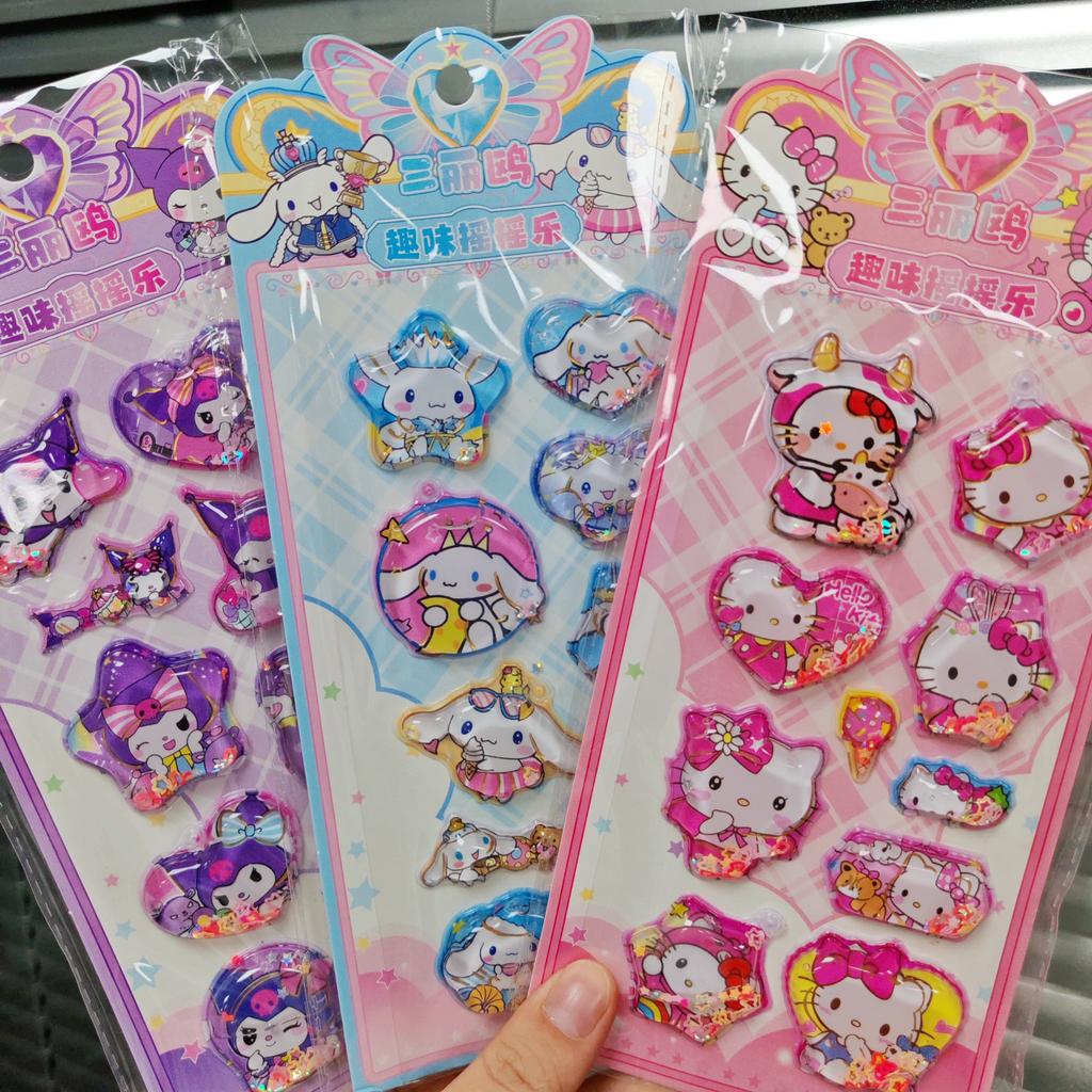6Style Anime Kawaii Sanrio HelloKitty Kuromi 3D Shake Stickers Cute DIY Album Diary Handbook Decor School Student Stationery Toy