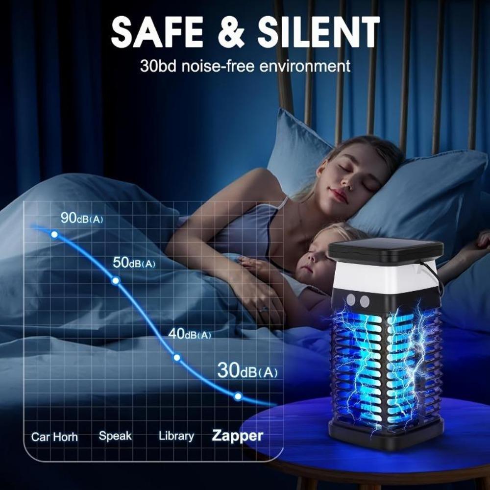 Solar Portable USB Mosquito Killer,Rechargeable Bug Zapper Lamp for Camping,Hiking,Travel,Indoor/Outdoor Use,Silent, Mosquito Repellent Alternative